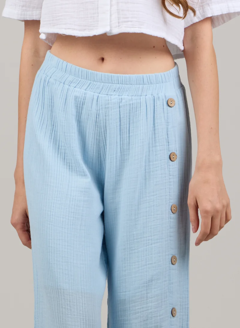 Just Nature light blue Side Slit Flared Trousers for Women | Best Price UAE